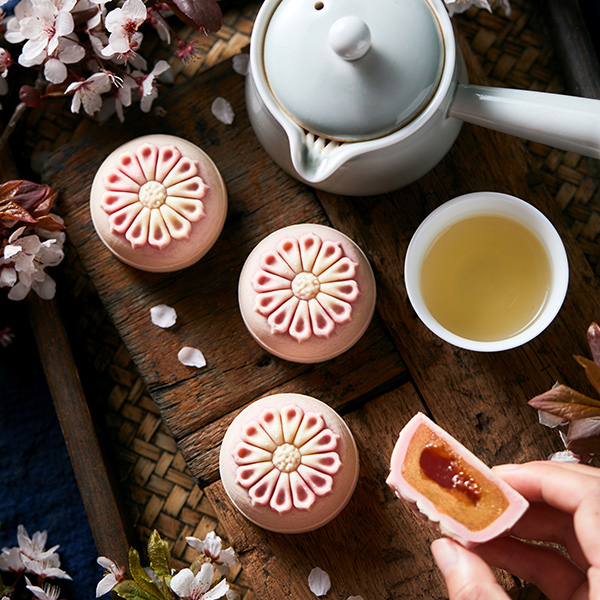 Peach and ginger tea filling + red pomelo
